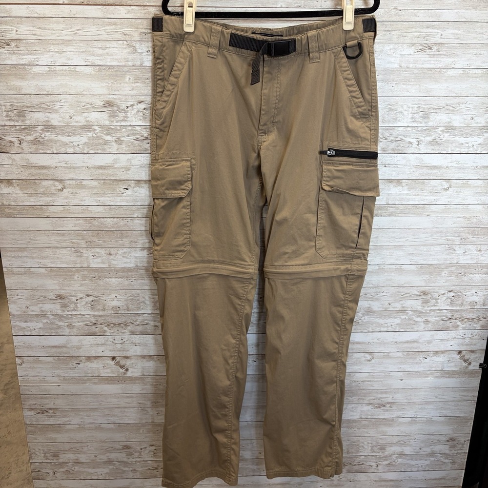 BC Clothing Mens Lx34 Tan Convertible Pants Hiking Cargo Stretch Belted Shorts